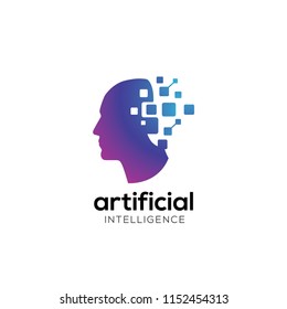 Digital Abstract Human Head Logo For Artificial Intelligence Concept