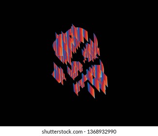 Digital Abstract human head logo with shattered pixel - Vector
