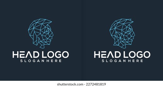 Digital-Abstrakte Human-Head-Technologie Logo-Design-Inspiration Sammlung