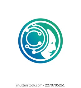 Digital abstract icon human head tech logo vector design inspiration