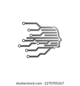 Digital abstract icon human head tech logo vector design inspiration