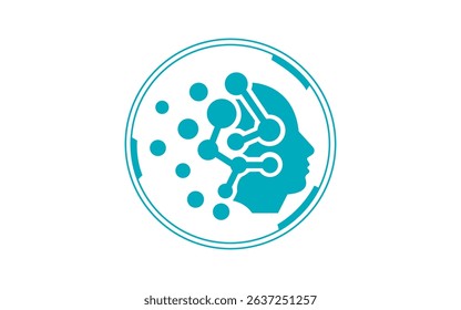 Digital abstract icon human head tech logo vector template