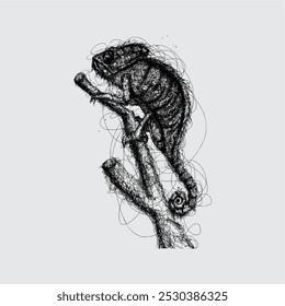 digital abstract illustration chameleon scribble art style