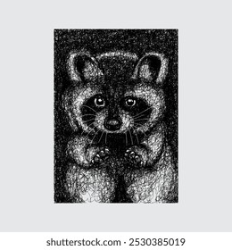 ilustração abstrata digital raccoon rabiscar estilo de arte