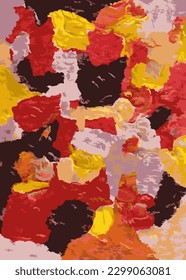 Digital Abstract Illustration Waves and Movement Fluid Shapes Design Intricate Red and Yellow Colors