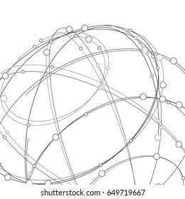 Digital abstract lines. Color technology sphere illustration. Modern glowing shape design with glow point. 3d connection.