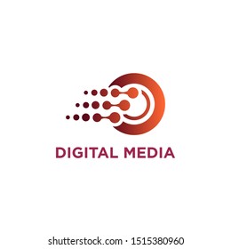 Digital Abstract Media Technology Logo Stock Vector 