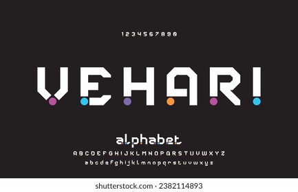 Digital abstract modern alphabet font. Creative urban, futuristic, fashion, sport, minimal technology typography. Numeric font illustration vector.