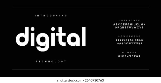 Digital abstract modern alphabet fonts for logo. Typography technology electronic digital music future creative font. vector illustration
