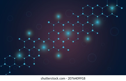 Digital abstract molecule geometric technology background with hexagon. Medical, medicine, science and technology vector illustration.
