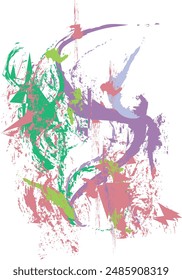 Digital abstract painting with harmonious colors of flowers depicting abstract forms of various kinds of flowers, creating a new and interesting work.