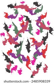 Digital abstract painting with harmonious colors of flowers depicting abstract forms of various kinds of flowers, creating a new and interesting work.