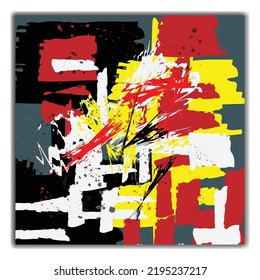 Digital Abstract painting on orange background