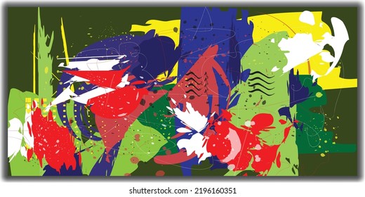 Digital Abstract painting on orange background