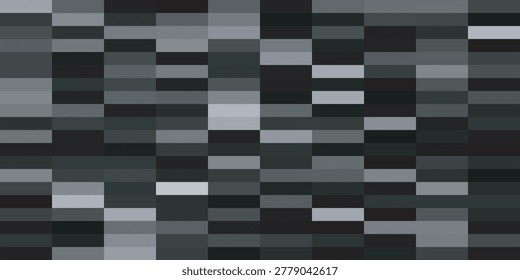 A digital abstract pattern composed of various shades of gray and black rectangles arranged in a grid-like structure.
