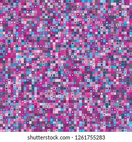 Digital Abstract Pink Pixel Background, QR Code Abstract Background, Fun Vector Seamless Pattern, Girls Random Pixel Texture