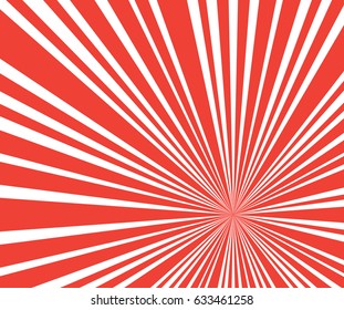 Digital abstract red and white radial stripe sun-burst pattern background