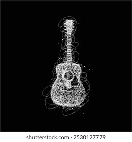 digital abstract scribble art acoustic guitar