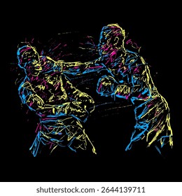 digital abstract scribble art professionals boxing battle athlete 