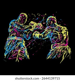 digital abstract scribble art professionals boxing battle athlete 
