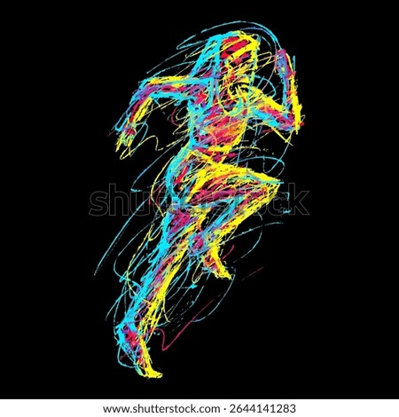 digital abstract scribble art run women athlete 
