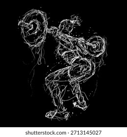 digital abstrato arte rabisco levantamento de peso atleta pose