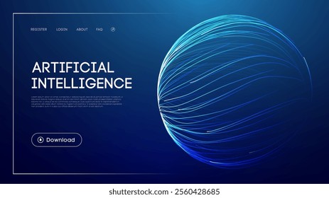 Digital abstract sphere with flowing lines illustrating artificial intelligence concepts