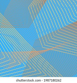 digital abstract striped vector line pattern in perspective  straight corner zigzags