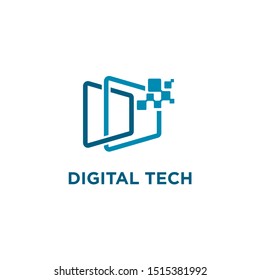 Digital Abstract Technology Logo Stock Vector 