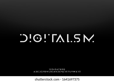 Digital, an Abstract technology science alphabet font. space typography vector illustration design