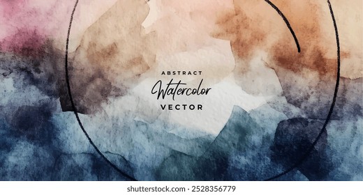 A digital abstract watercolor background with a blurred color transition from dark blue to light brown. The background has black lines and an overall textured look.