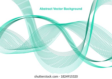 Digital abstract wavy background. Turquoise waves on white background. Vector illustration. Design element.