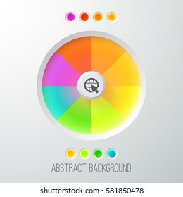 Digital abstract web template with colorful bright button on gray background isolated vector illustration