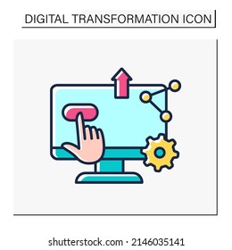 Digital accessibility color icon. Computer controlled by finger. Digital transformation concept. Isolated vector illustration