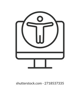 Icono de accesibilidad digital en el diseño de línea. accesibilidad, diseño inclusivo, acceso para discapacitados, tecnología, Asistencia, interfaz, usabilidad en el Vector de fondo blanco. accesibilidad digital