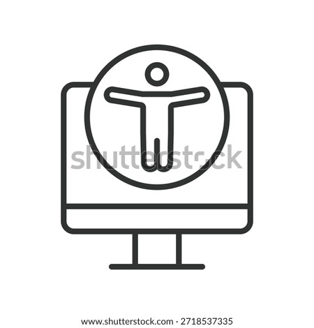 Digital accessibility icon in line design. accessibility, inclusive design, disabled access, technology, support, interface, usability on white background vector. digital accessibility editable stroke