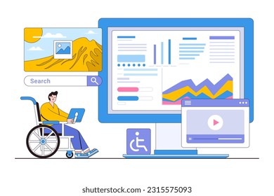 Digital Accessibility and Inclusive Design Concept with Person Using Assistive Technology.