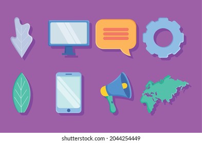 diseño de conjunto de iconos de actividad digital