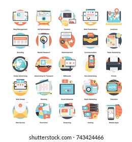 
Digital Ad Campaign and Internet Marketing Icons Set
