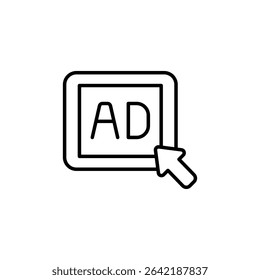 Digital Advertisement Icon With Cursor Pointer On Transparent Layer