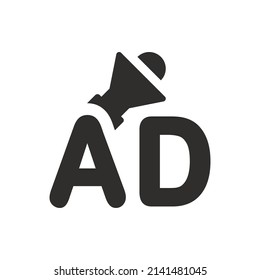 Icono de publicidad digital en fondo blanco