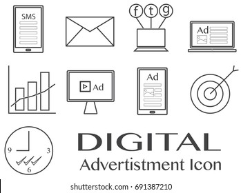 Digital Advertisement Icon Set