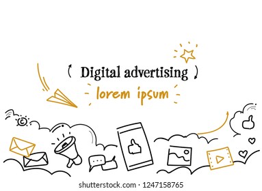 digital advertising concept sketch doodle horizontal isolated copy space
