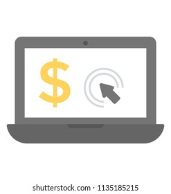 
Digital advertising flat design icon, pay per click 

