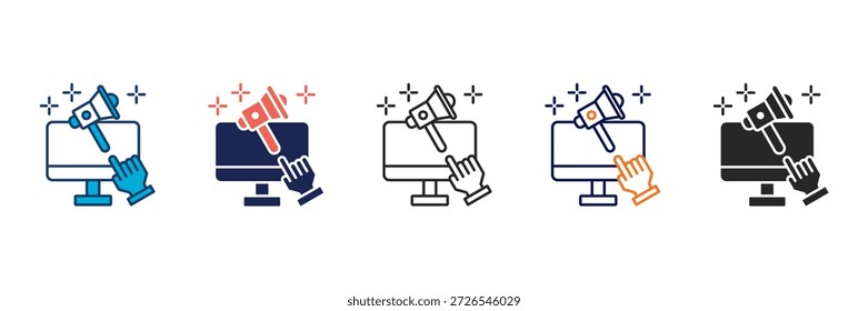 digital advertising icon collection with multiple styles