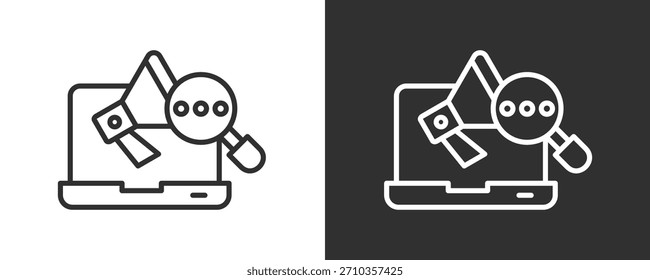 Icono de publicidad digital conjunto de Colección de Vector aislado en blanco y negro
