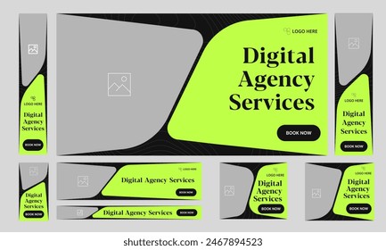 Digital agency services web set banner design for social media post, modern web bundle banner design, fully customizable vector eps 10 file format