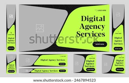 Digital agency services web set banner design for social media post, modern web bundle banner design, fully customizable vector eps 10 file format