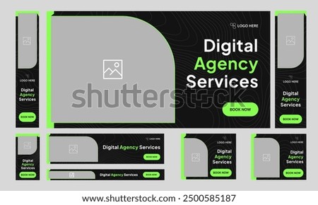 Digital agency services web set banner design, digital marketing web bundle banner design, 
 digital banner, fully customizable vector eps 10 file format