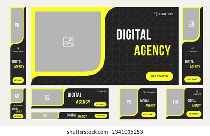 Digital agency set of multipurpose web banner template for social media post, innovative startup agency banner, editable vector eps 10 file format